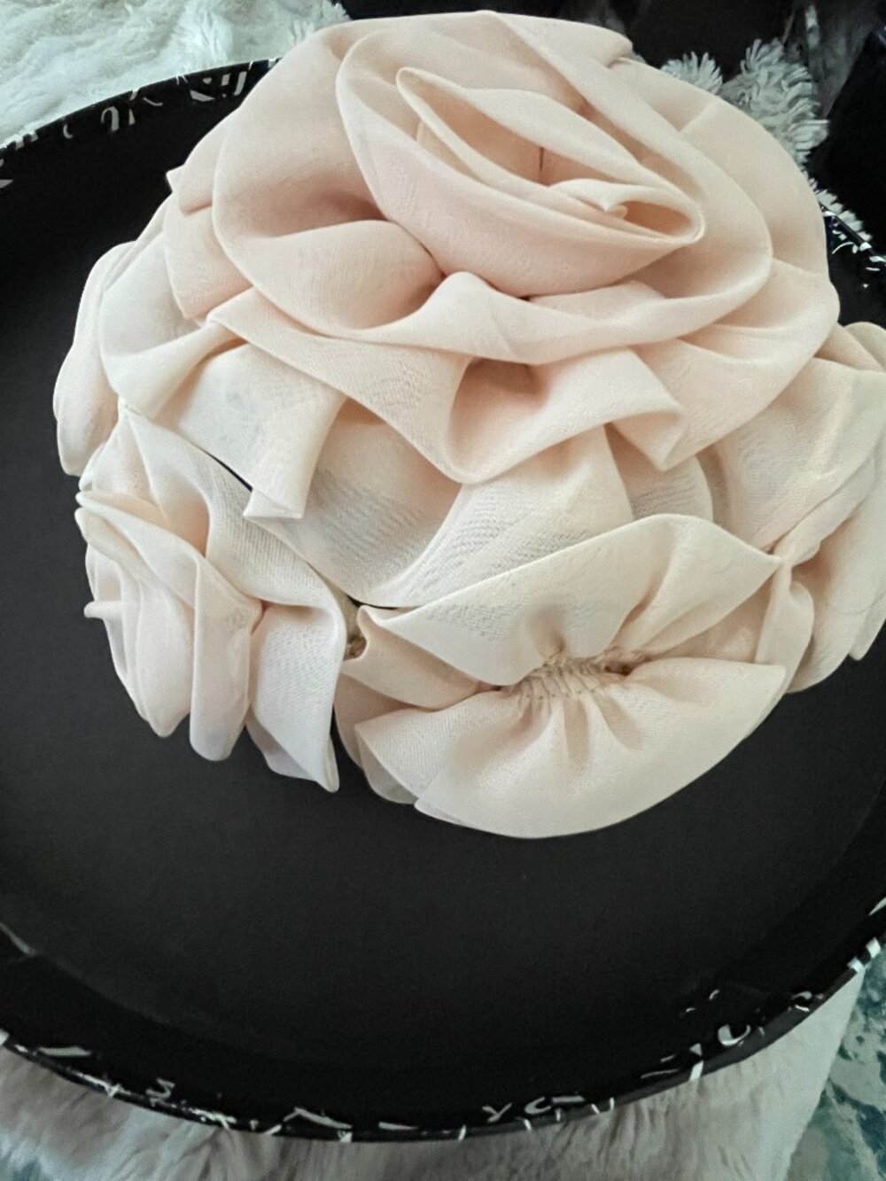 vintage 1950s pale pink chiffon petal hat